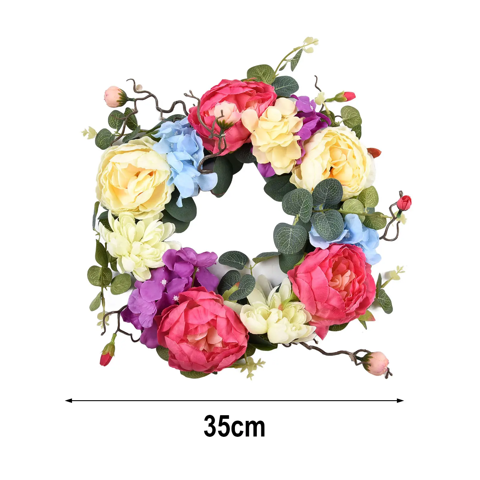 

Brand New Druable High Quality Practical Hydrangea Wreath Rainbow Spring Home Indoors & Outdoors Lifelike Artificial