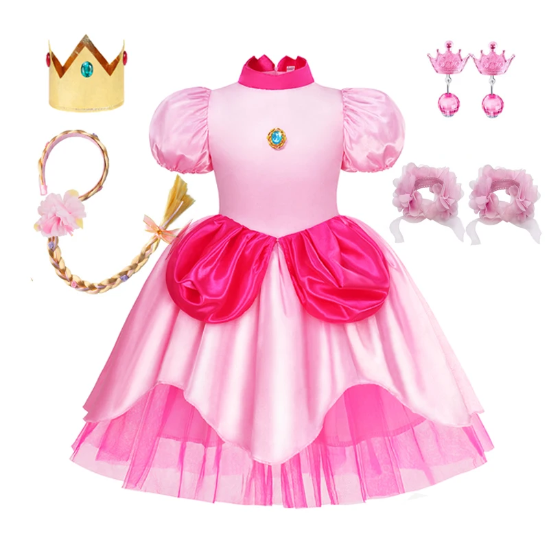 thumbnail image 1 of Vestido de princesa melocotón para niña, disfraz de Halloween, ropa de actuación de escenario para niños, trajes de fiesta de Carnaval de cumpleaños, 1 of 5