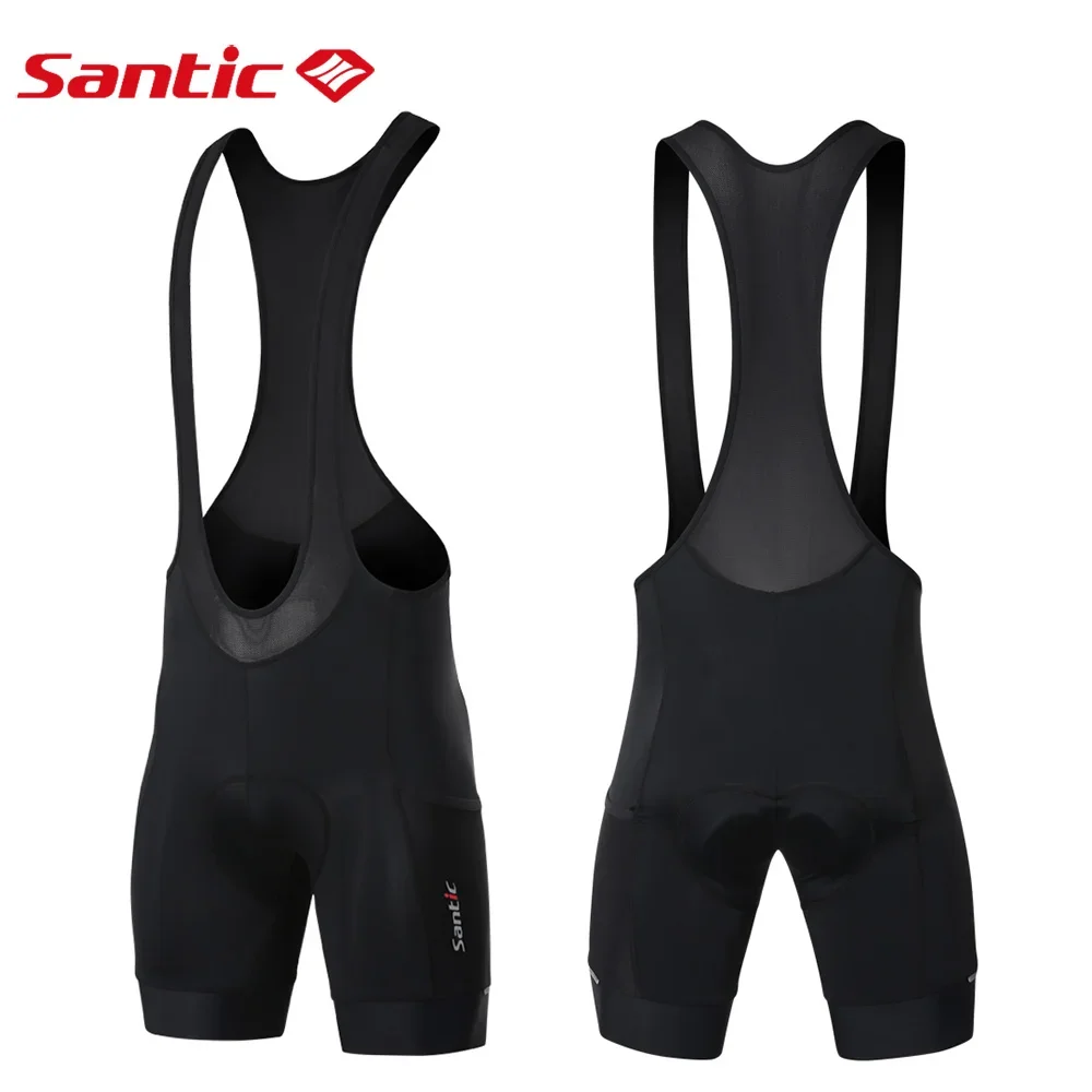 Santic Men's 4D Padded MTB Biker Cycling Bib Shorts Summer Breathable Mesh Mountain Bicycle Pants with Pockets Asian Size