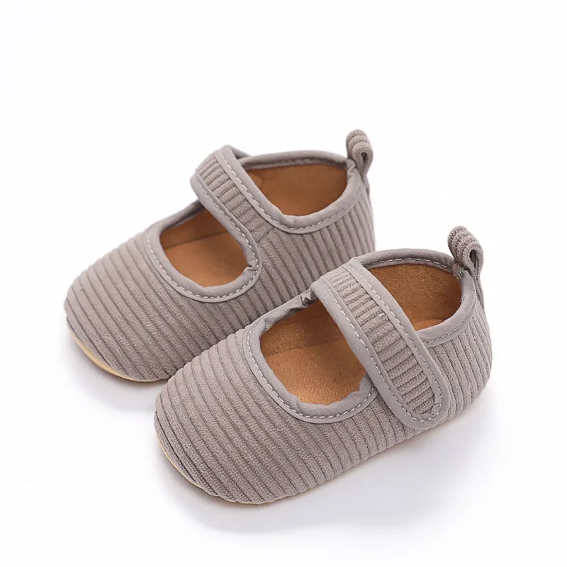 Autumn Baby Girls Boys Non-Slip Corduroy First Walking Shoes Soft Sole Solid Infant Sock Shoes 4
