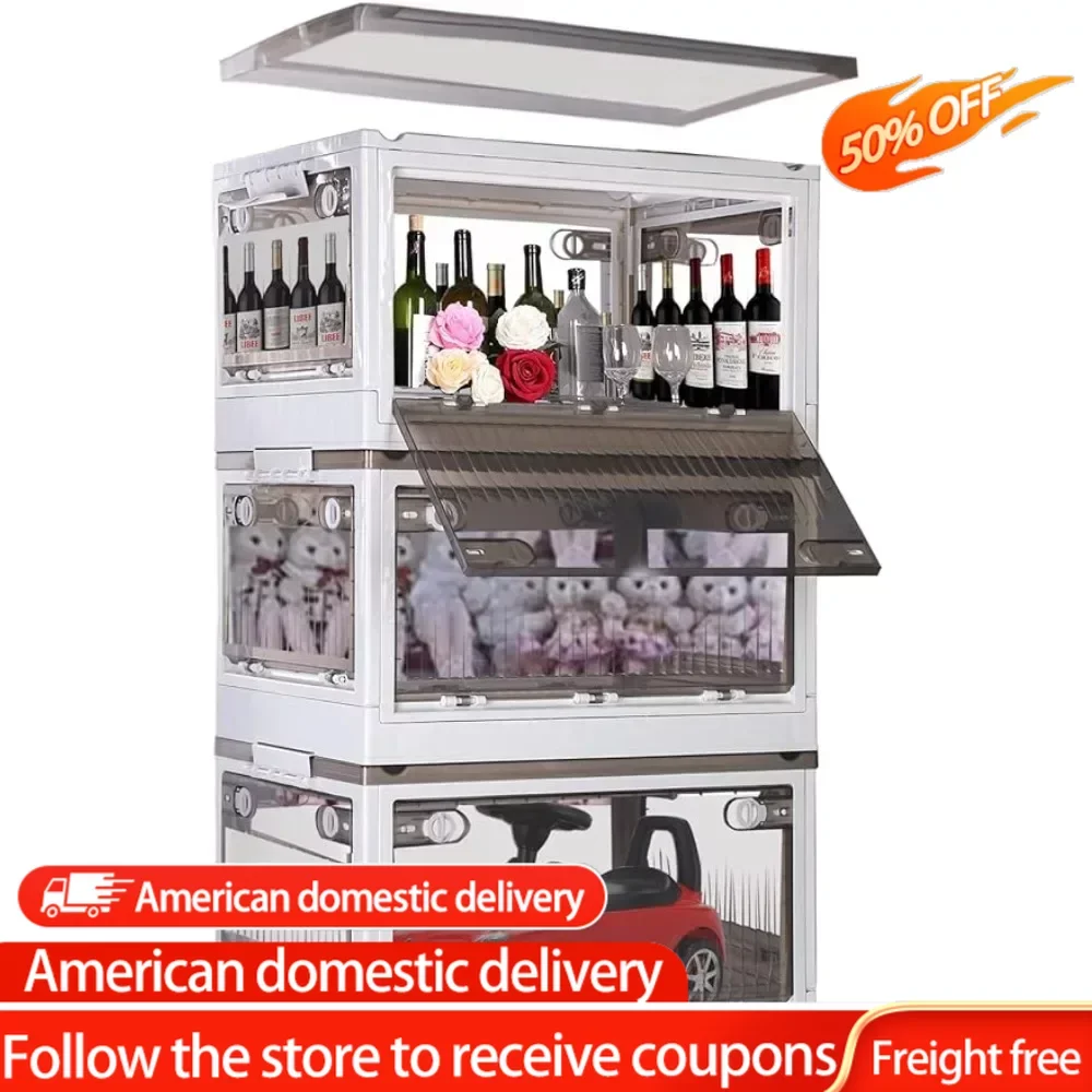 

50QT Stackable Storage Box With Wheels 3 PCS Folding Storage Box With Lid for Organization Make Up Organizer for Makeup Shoerack
