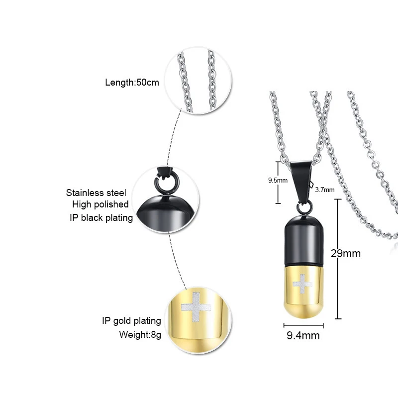 Cremation Urn Necklace For Ashe Memorial Keepsake Jewelry Casket Stainless Steel Pill Perfume Bottle Pendant Cross Direct