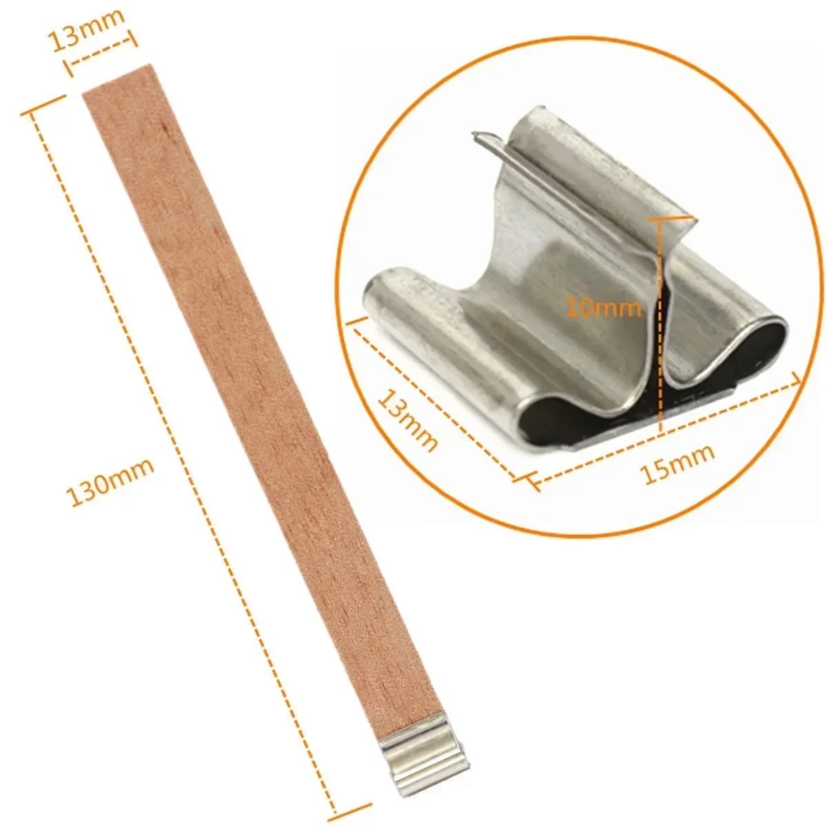 Natural Wooden Candle Wicks with Clips for Jar Candle Crafting - Smokeless and Handmade Core