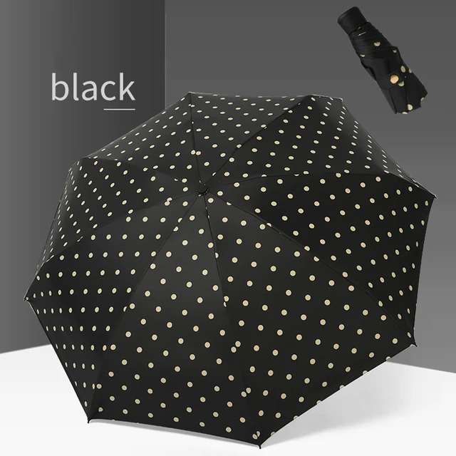女性用5つ折り傘,水玉模様の日焼け止め,小さなポケット,デュアルユースブラックコーティング,かわいい _ - AliExpress Mobile