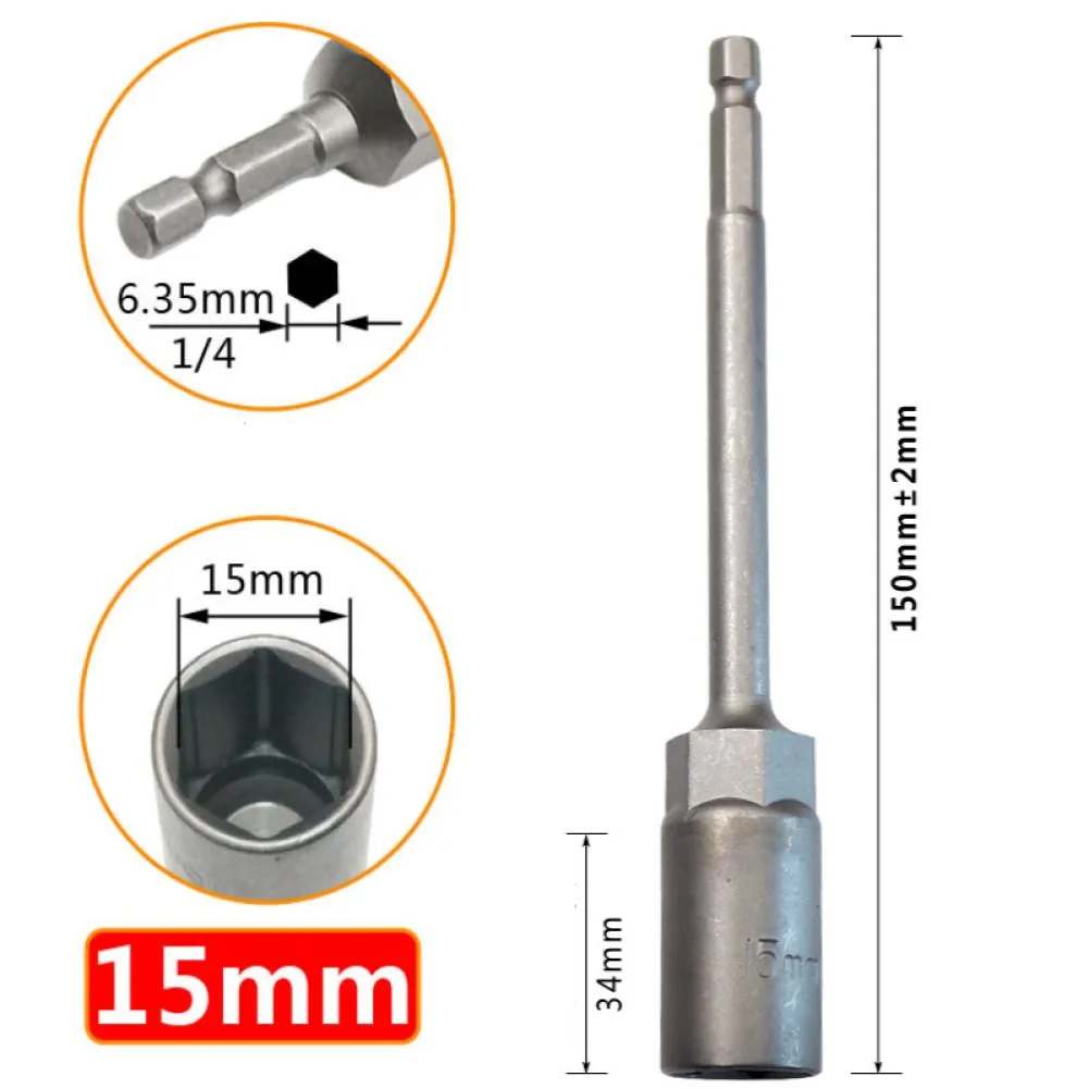 Pistolenbohrer Steckschlüssel Zimmerei 150 mm 1 Stück Adapter Chrom-Vanadium-Stahl Sechskantmutter Elektroschrauber – Detail 19
