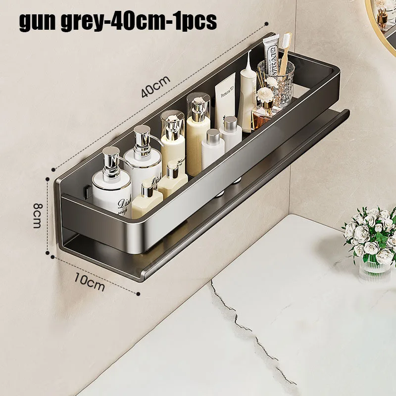 رف تخزين متعدد الوظائف لأثاث الحمام، يُثبت بدون حف...