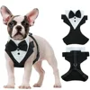 Dog Tuxedo Adjustable Harness No Pull for Small Medium Large Boys Dogs Cat Puppy Dog Wedding Suit with Bow Tie Pet Party Costume