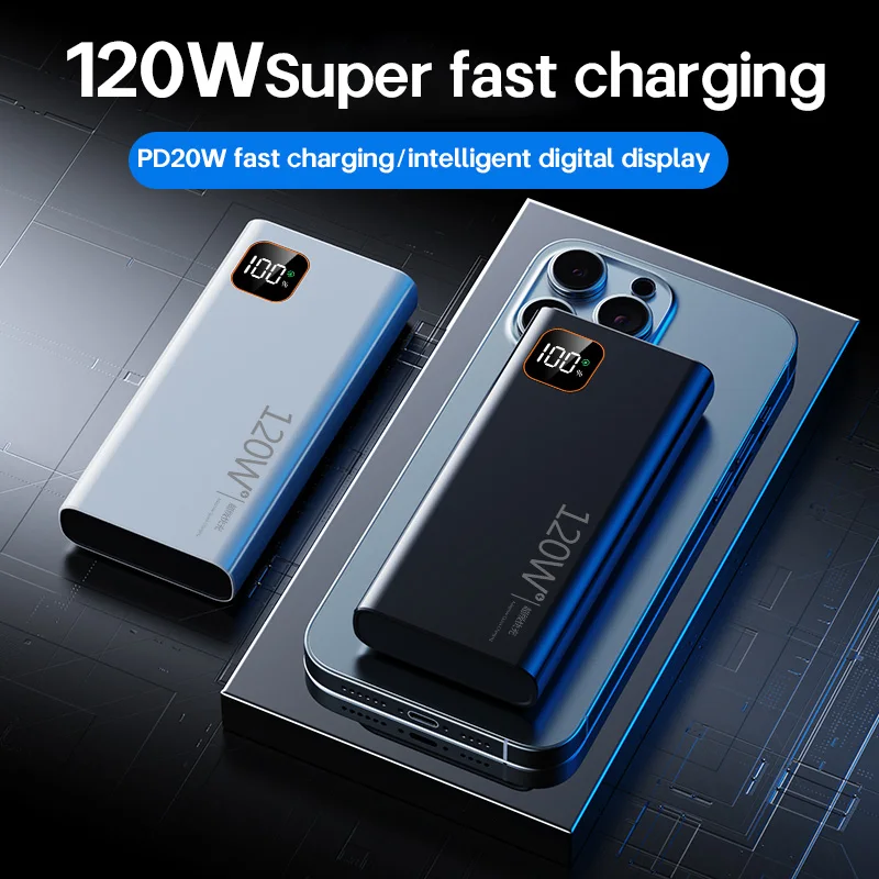NEW 120W High Capacity Power Bank 50000mAh Fast Charging Powerbank Portable Battery Charger For Android Samsung Huawei 2