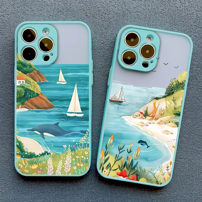 Strandlandschaft Wellen-Muster Handyhülle für iPhone 17 15 16 Pro Max Plus 14 13 12 11 Pro Max Mini XS XR X 16 Plus Schutzhüllen – Detail 16