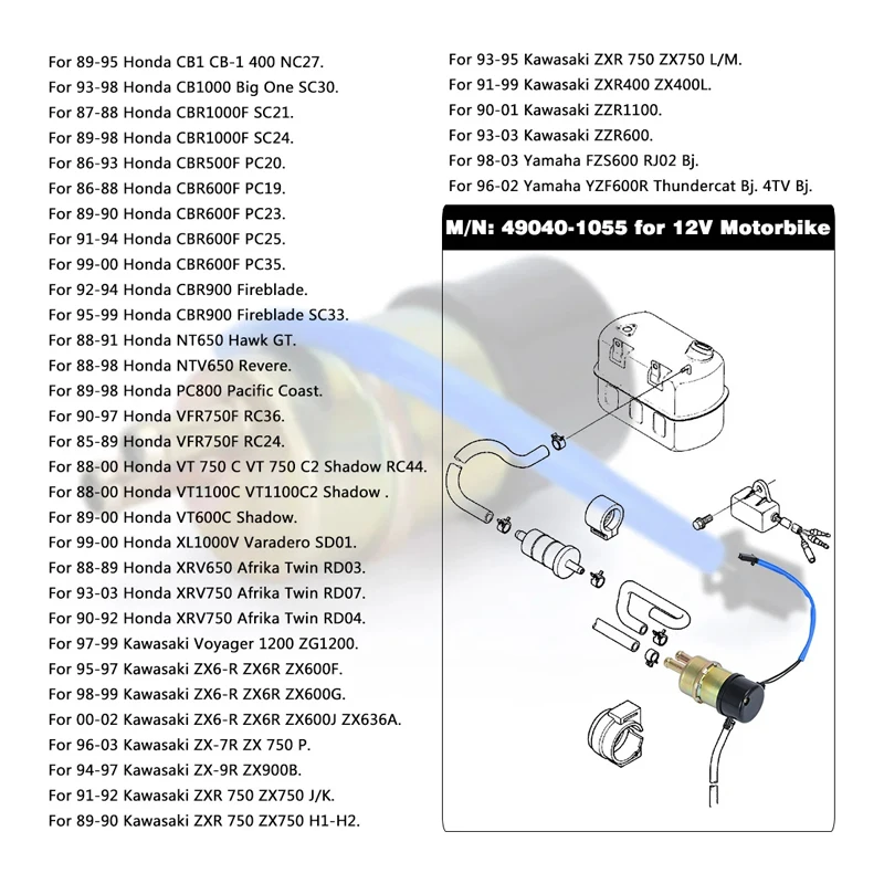 Motorfiets Brandstofpomp 80LPH Universele Elektrische Aluminium Brandstofpomp Voor Cbr600f Cbr600f2 Cbr600f3 Trx350 Trx350d
