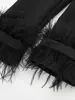 Willshela Women Fashion Satin Black With Feather Blazer Jacket Vintage Notched Neck Single Button Long Sleeves Female Outfits 5