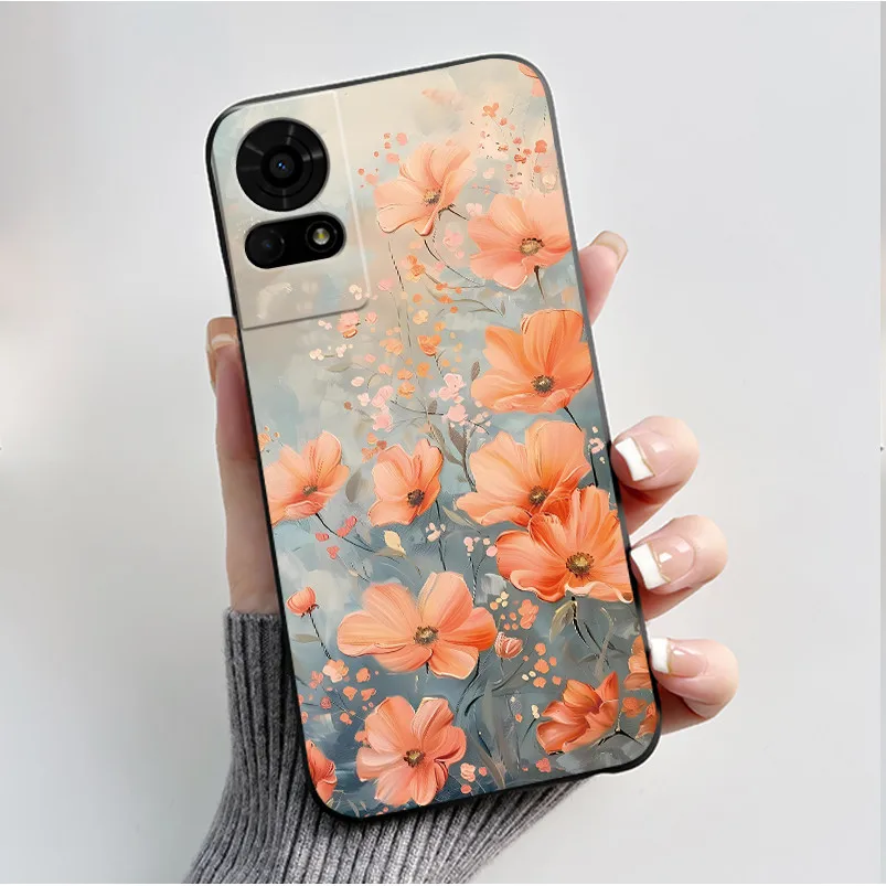 Luxury Butterfly Flowers Black Shockproof Soft Silicone Bumper Phone Case