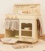 62cm High Quality Wooden Simulate kitchen toy set pot slice knife and fork fish meat Play house Interactive Toys baby girl gift 1