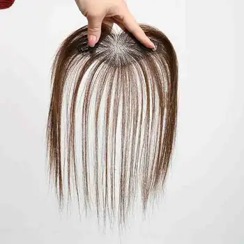 Topper per capelli umani veri al 100% per le donne Capelli lisci Volume Boost Traspirante Confortevole potenziamento dell'attaccatura dei capelli sulla fronte Aspetto naturale