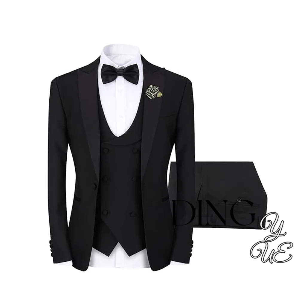 Men's 3 Piece Suit Slim Fit One Button Prom Suits Set Groomsmen Regular Fit Tuxedo 3 Peice Set Jacket+Trousers+Vest