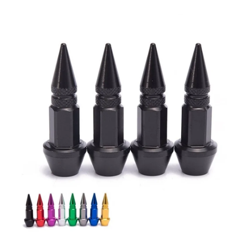 Muishi Peace Flower Tire Valve Stem Caps - Aluminum Black Universal Valve Caps For Cars, Bikes, SUVs (4 Pack)