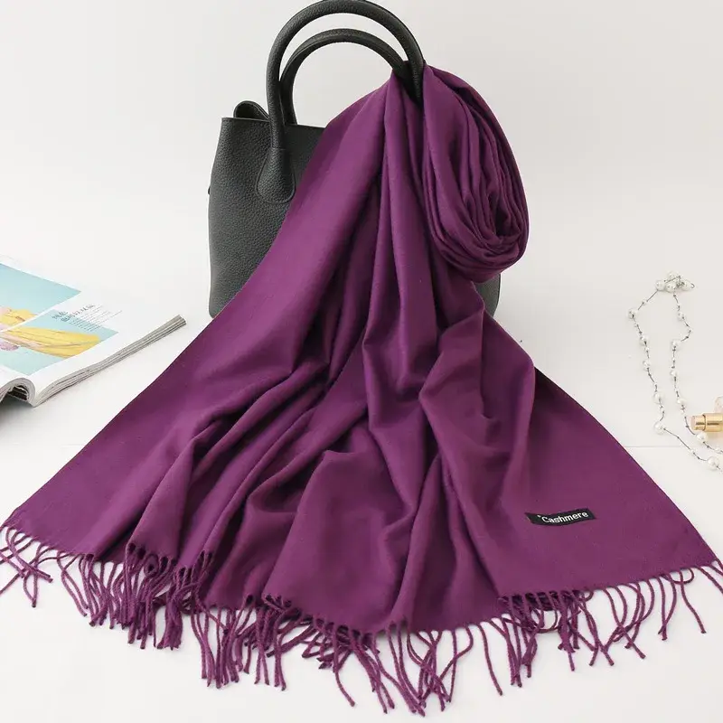 Solid Color Cashmere Scarf for Men Winter Pashmina Warm Neckerchief Navy Black Gray Men's Business Scarves Male Bufandas Shawls - Image 14