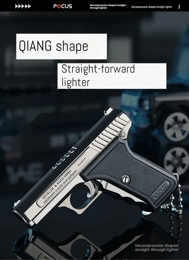 Description Picture 2 of itemHot Portable Windproof Pendant Lighter Outdoor Metal Spray Blue Flame Torch Inflatable Lighter Cigarette Accessories Men's Gift