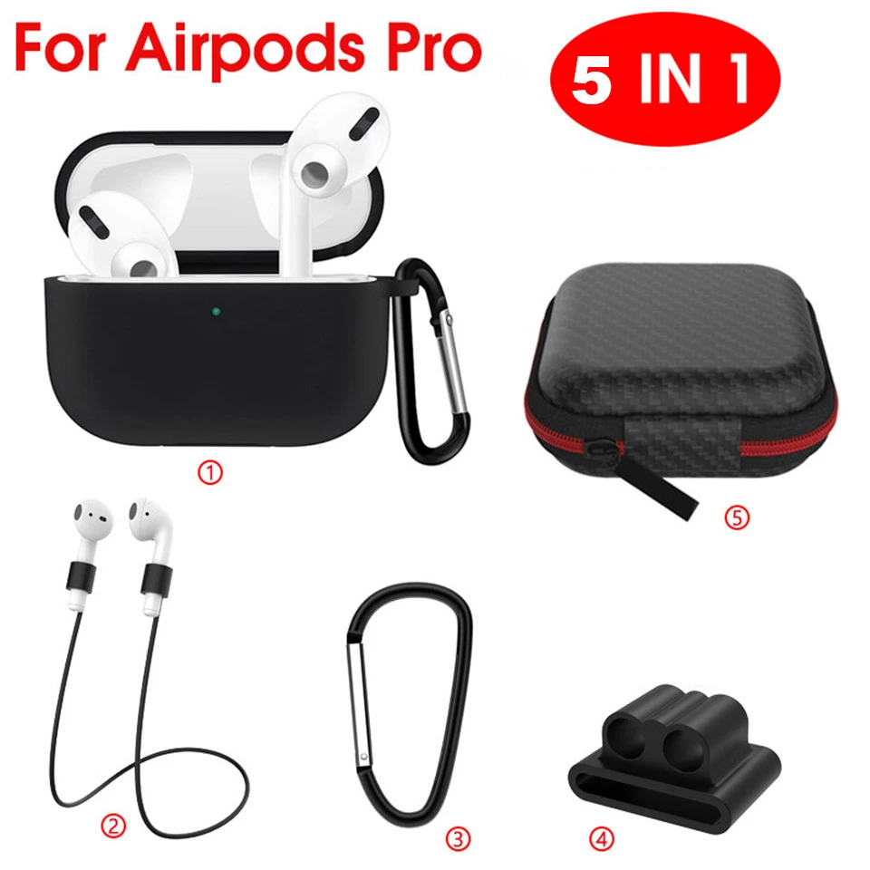 Чехол 5 в 1 для Airpods Pro airpod airpods с карабином официальный Мягкий силиконовый чехол