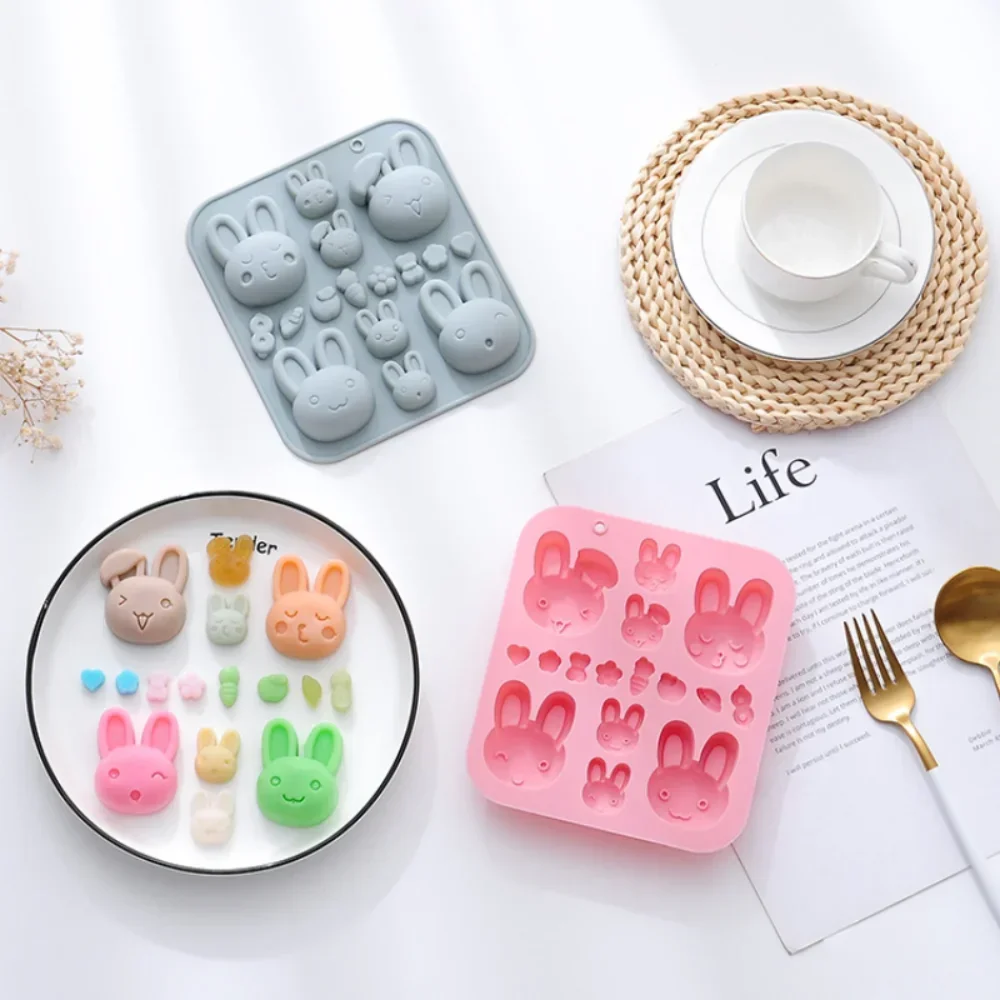 

Easter Rabbits Silicone Mold Bunny Eggs Flower Shape Fondant Chocolate Cookies Mould Easter Candy Cake Kitchen Baking Tools