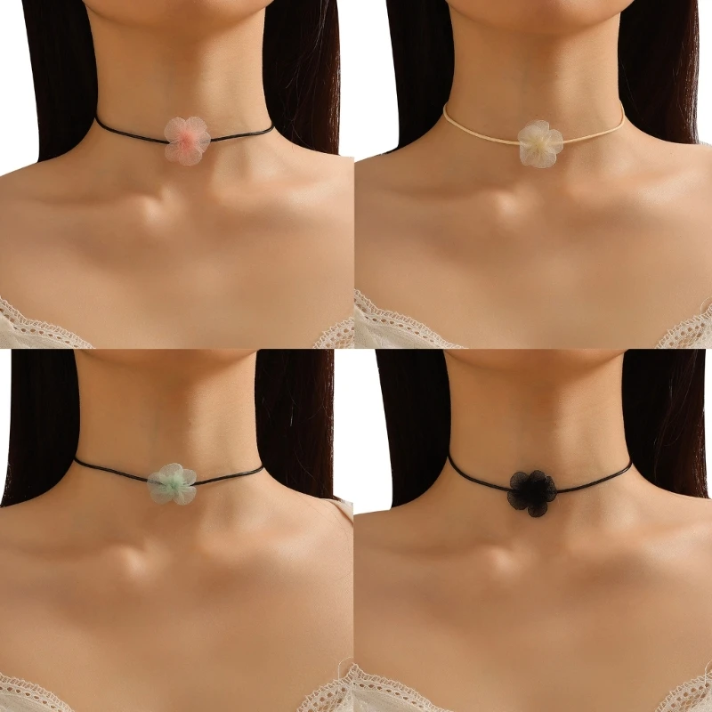 

Choker Necklace Small Flower Necklace Floral Choker Exquisite Design for Nightclubs Parties Everyday Wear for Women Girl
