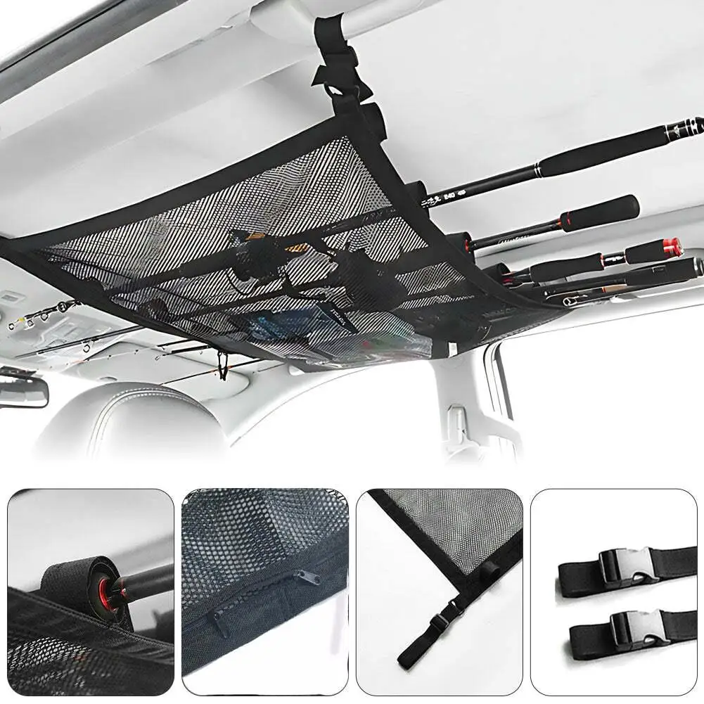 High-Quality 2PCS Car Fishing Rod Strap for SUV Durable Capacity Storage Net