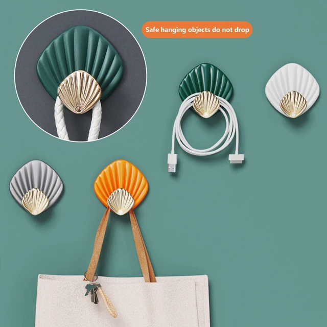 4Db Kreatív Kagyló Alak Fali Függő Horog Lyukasztás Nélküli Erős Ragasztóhorog Fürdőszoba Konyhai Falra Szerelt Varrat Ragadós - Image 5