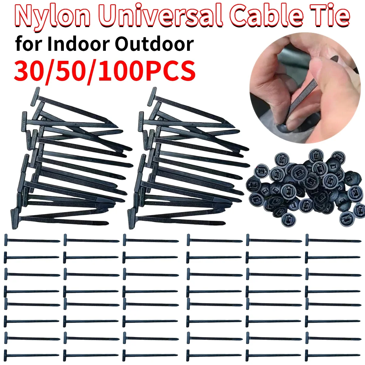 Nylon Universal Cable Tie Buckle Multipurpose Plastic Cable Ties Tool Heavy Duty Self Locking Nylon Zip Ties for Car DailyRepair