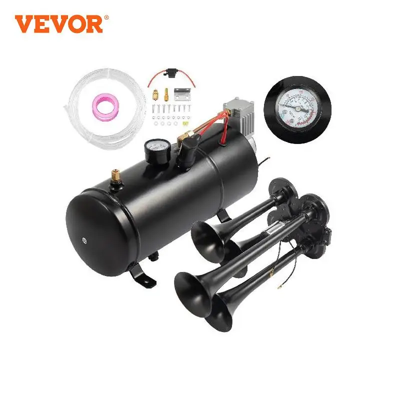Vevor 4 Kit Tromba Tromba D'Aria Compressore 12V Compressore D'Aria 150Psi Kit Tromba D'Aria 4 Trombe Compressore Aria Tromba Capacità Serbatoio 3 Lit