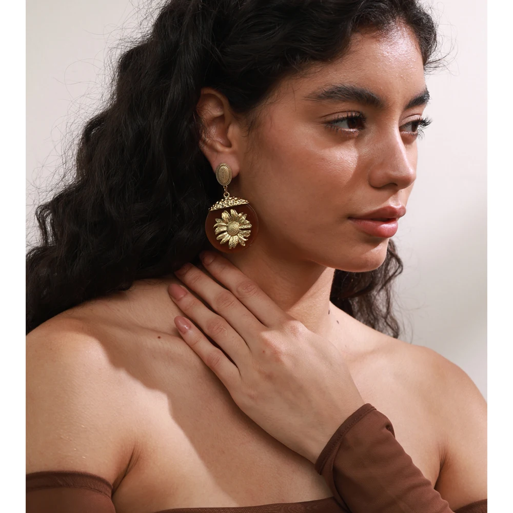 Ypup Dangle Earrings Golden Stainless Steel