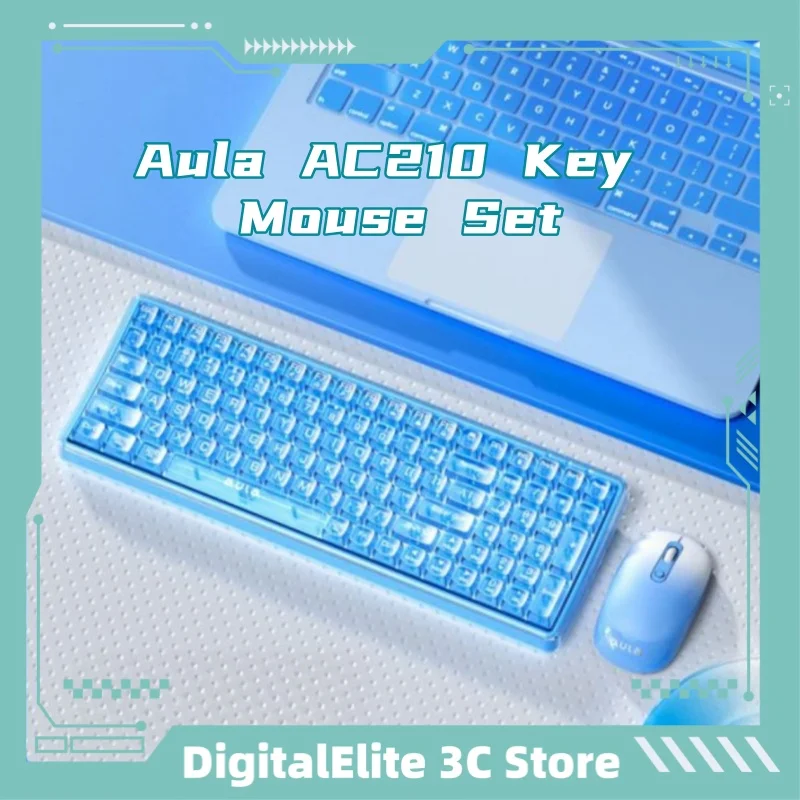 Ac210 무선 키보드 마우스 세트, 투명 외관 그라데이션 소재, 공예 기계 느낌, Mac Win 시스템과 호환 가능