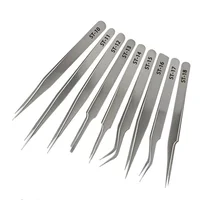 2pairs/lot ST-12&ST-15 Excellent Quality Stainless Steel Industrial Precision Eyelash Tweezers Eyelash Extension Tools 1