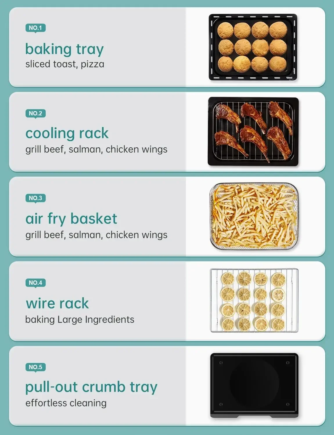 Toaster Oven, Space Saving Convection Oven Countertop with 5 Slices 1500W Rapid Heat Air Fryer Toaster Oven Combo Stainless Stee 4