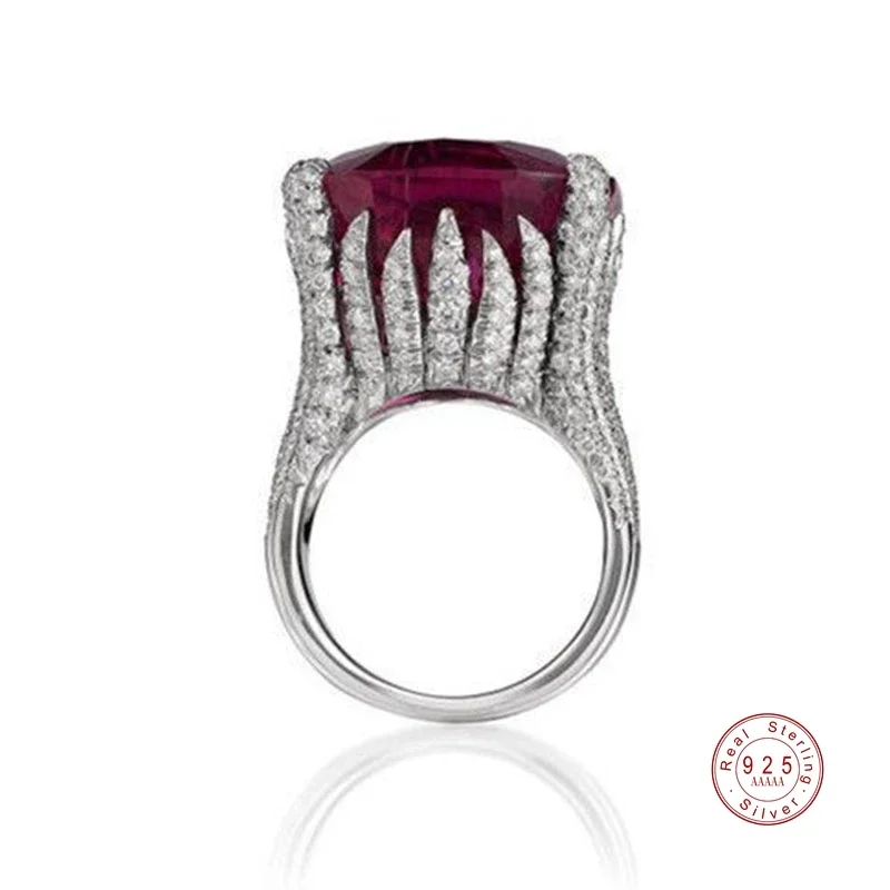 Classic 925 Silver Ring 3Ct AAA+ Zircon Wedding Sterling Jewelry Rings Engagement for Women Girls Xmas Gift