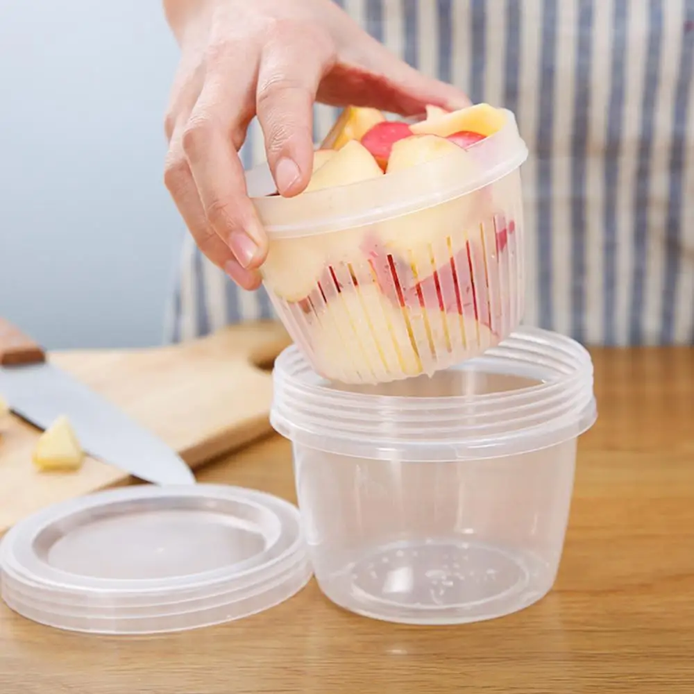 Onion Fruit Food Drain Storage Box Container Home Kitchen Double-layer Sealed Storage Bottles Jar Box 2