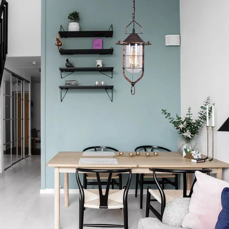 Loft American Country Retro Restaurant Chandelier Creative Personality Corridor Aisle Light Dock Iron Cage Pendent Light