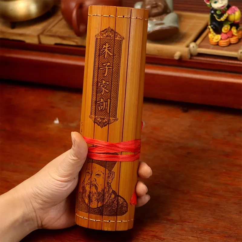 Chinese Classics Ancient Culture Bamboo Slips Scroll Zhu Zi Family Instructions Family motto decoration ornaments