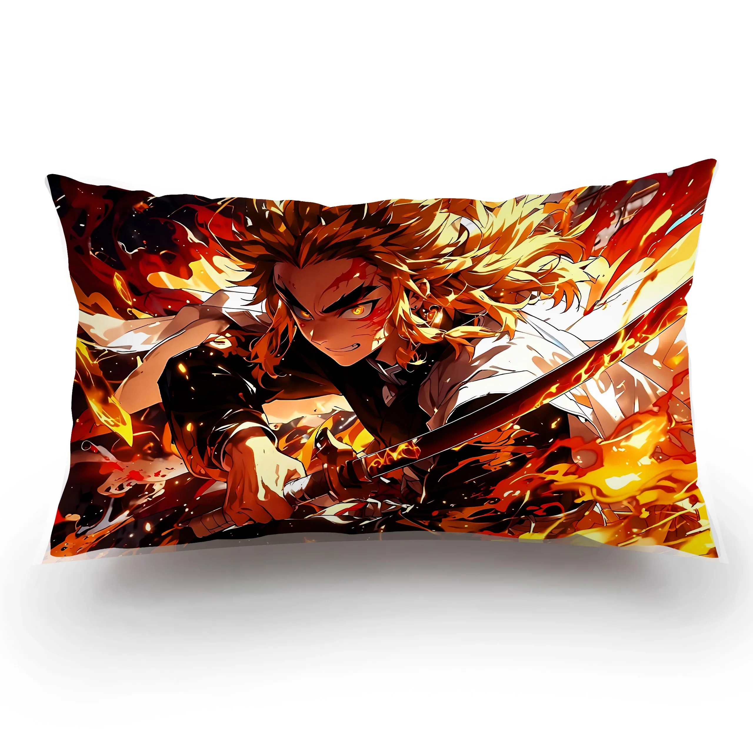 Hot Anime Comics Kimetsu Yaiba Pillow Covers Cartoon Sofa Decorative Home Double-sided Printing Short Plush Cute Cushion Cover 5