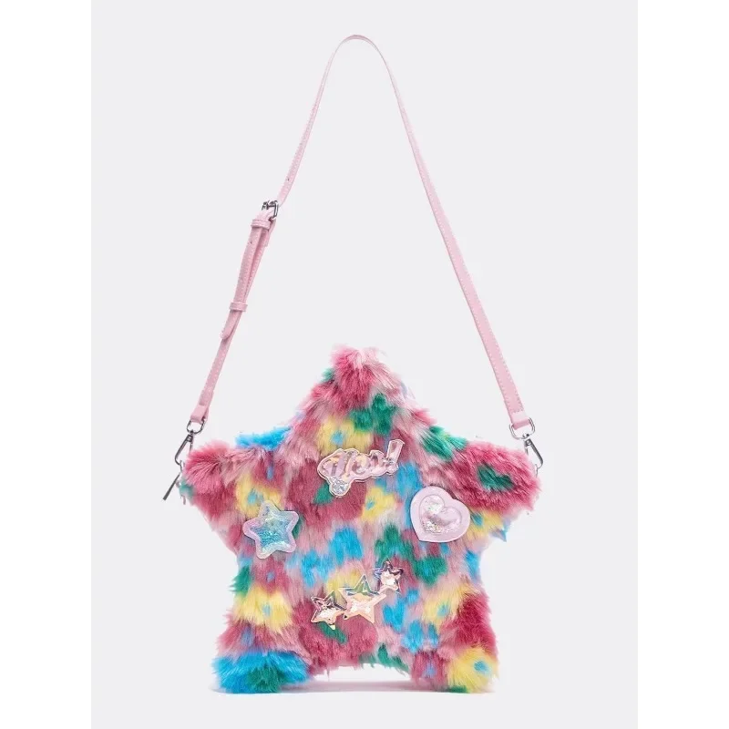 New Plush Shoulder Bag Women Shoulder Bags Vintage Oil Painting Large Capacity Commuter Tote Autumn and Winter Trend All-match