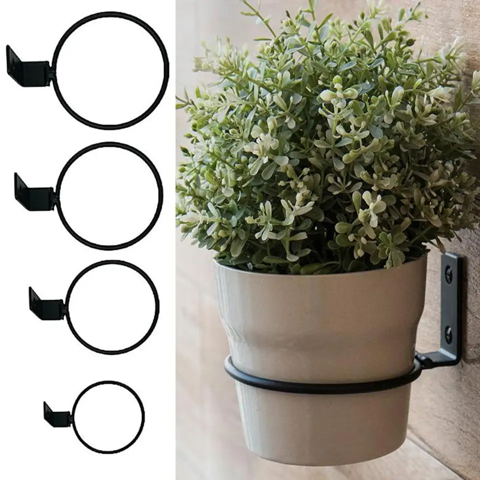 5 Staffe Per Vasi Da Parete In Metallo - Anelli Portavasi Da 10 Cm Con Viti - Supporto Per Fiori Balcone Giardino Casa - 3