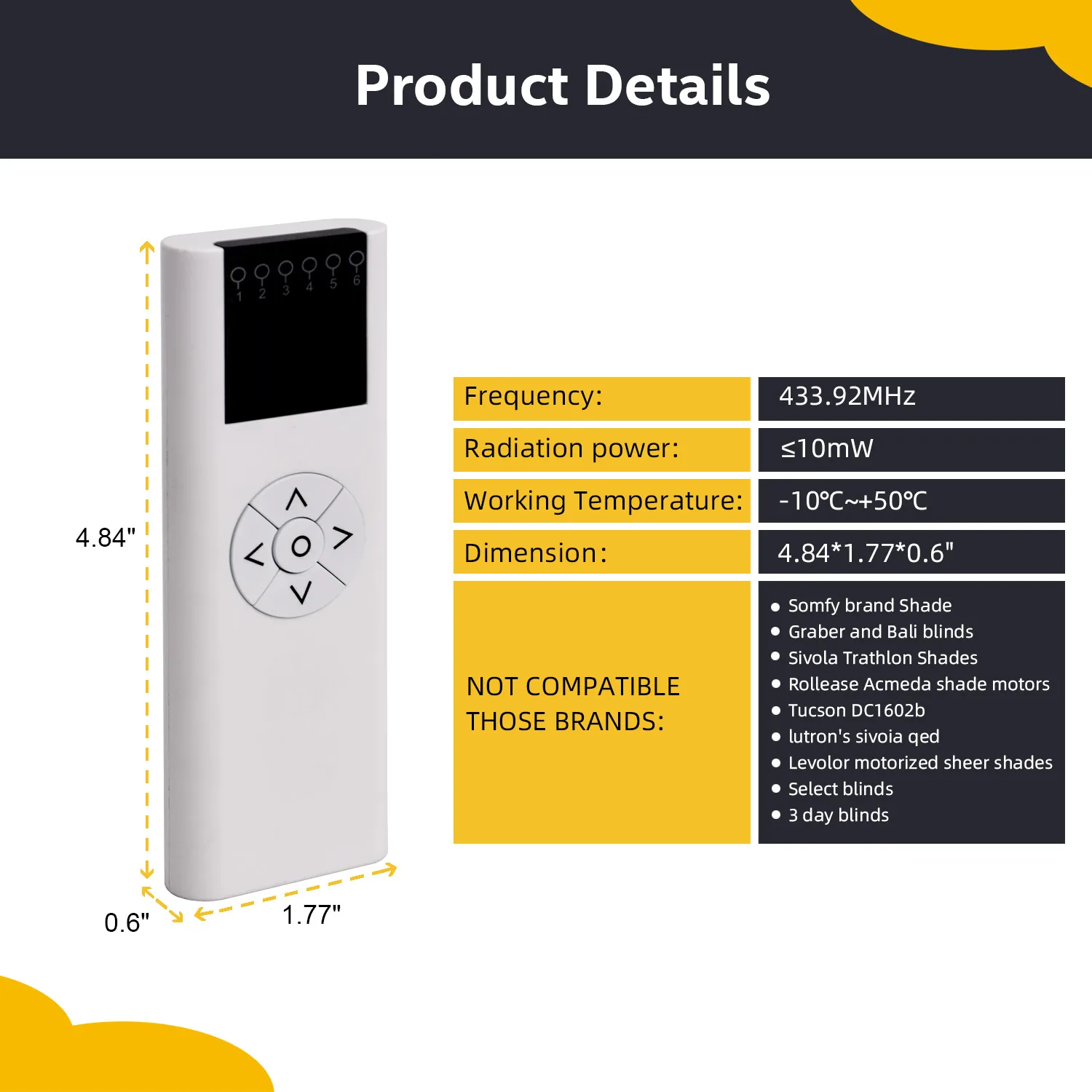 1/2/6/16 Channel Blinds Controller AC114-06 RF 433.92 Wireless Control for Motorized Roller Shades and Blinds
