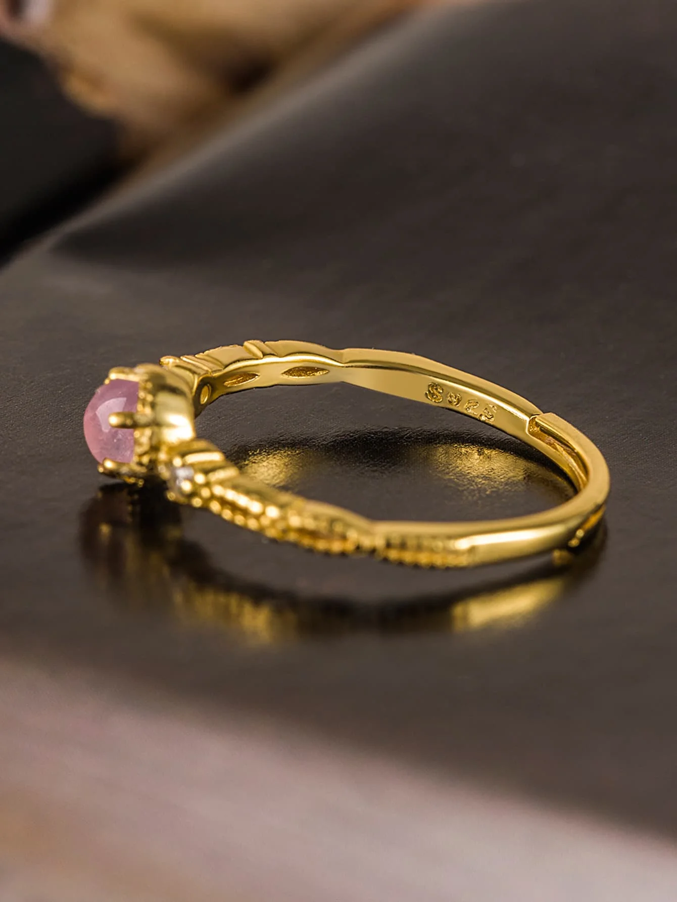 Light Luxury Real 100% 925 Sterling Silver 18k Gold pink gemstone Cubic zirconia Open Rings For Women Elegant Fine Jewelry Party Light Luxury Real 100% 925 Sterling Silver 18k Gold pink gemstone Cubic zirconia Open Rings For Women Elegant Fine Jewelry Party