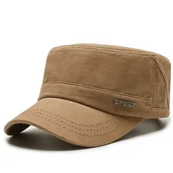 Men's Versatile Military-Style Flat Cap - Casual Duckbill Design (Khaki)