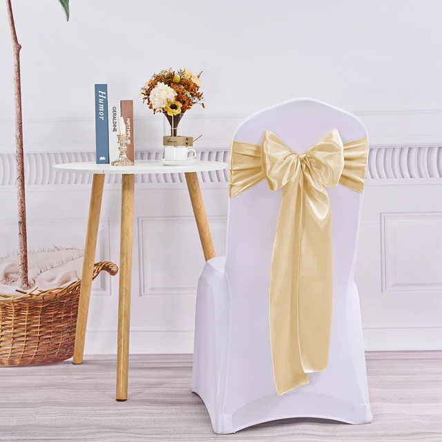 Ceintures de chaise en satin pour chaise de mariage, nœud papillon, cravate en ruban pour banquet de mariage, fête de Thanksgiving, hôtel, anniversaire, décoration de chaise de banquet 2