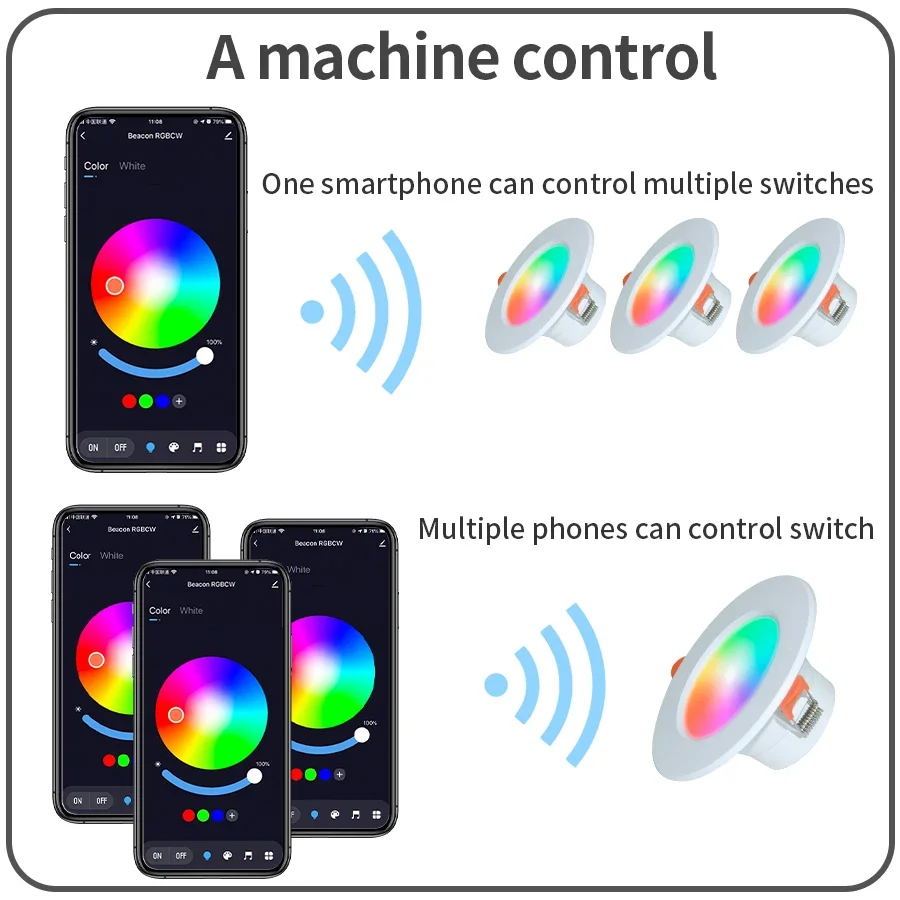 와이파이 스마트 LED 다운라이트 지그비 디밍 원형 스포트라이트, RGB 색상 변경, 따뜻한 쿨 라이트, 알렉사 구글 홈 보이스, 5W, 7W, 10W, 15W