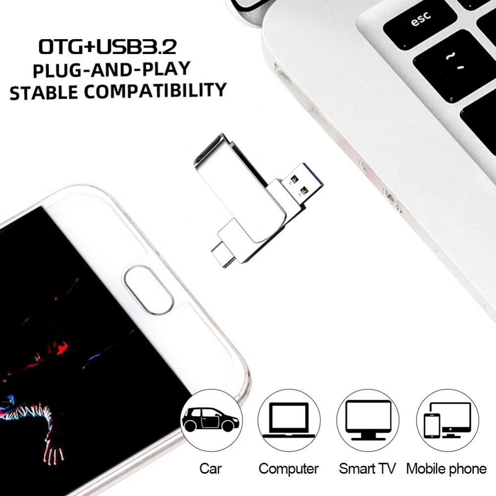 Flash Drive 16TB Usb 3.2 Super High Speed Metal Transfer 8TB Waterproof Type C SSD USB
