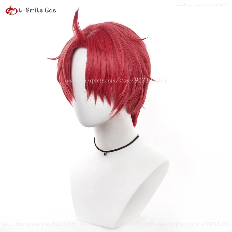 Jiji Cosplay Perücke Jin Enjoji 30cm Rot Synthetik Hitzebeständig + Perückenkappe 5