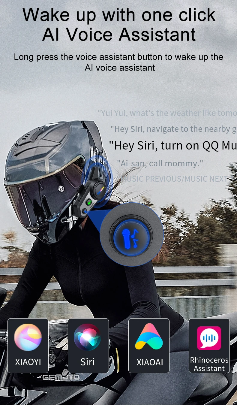 Bluetooth Intercom Headset For Motorcycle Helmets Ipx6 Waterproof_voghion.com