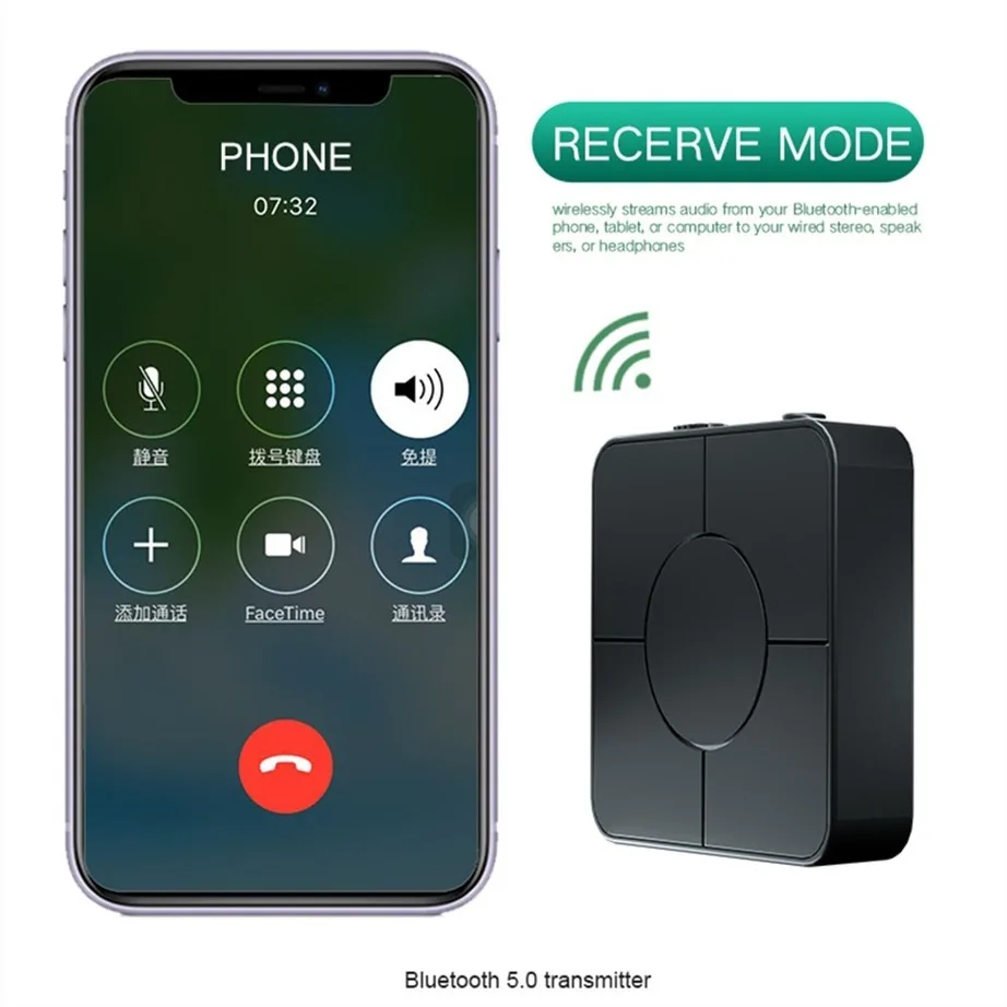 Bluetooth 5.0 Receiver Transmitter Audio Music Stereo Wireless BT 5.0 Adapter RCA 3.5Mm AUX Jack For Speaker TV Car PC