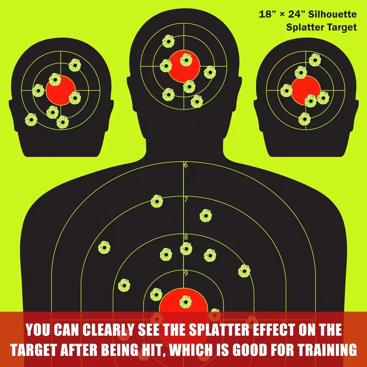 10pcs 18*24inch Splatter Target Silhouette Paper Shooting Target for Range Practice Bright Fluorescent Shooting